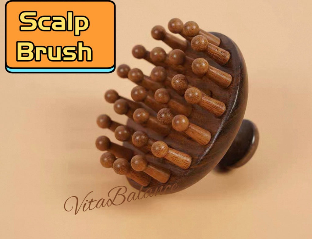 🌿Wood Scalp Massage Brush: Promotes relaxation and stress relief 🌿