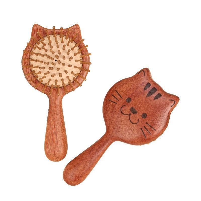 🐱Kids Cat-Shaped Wooden Hair Brush, Air Cushion, Sandalwood Handle🐱