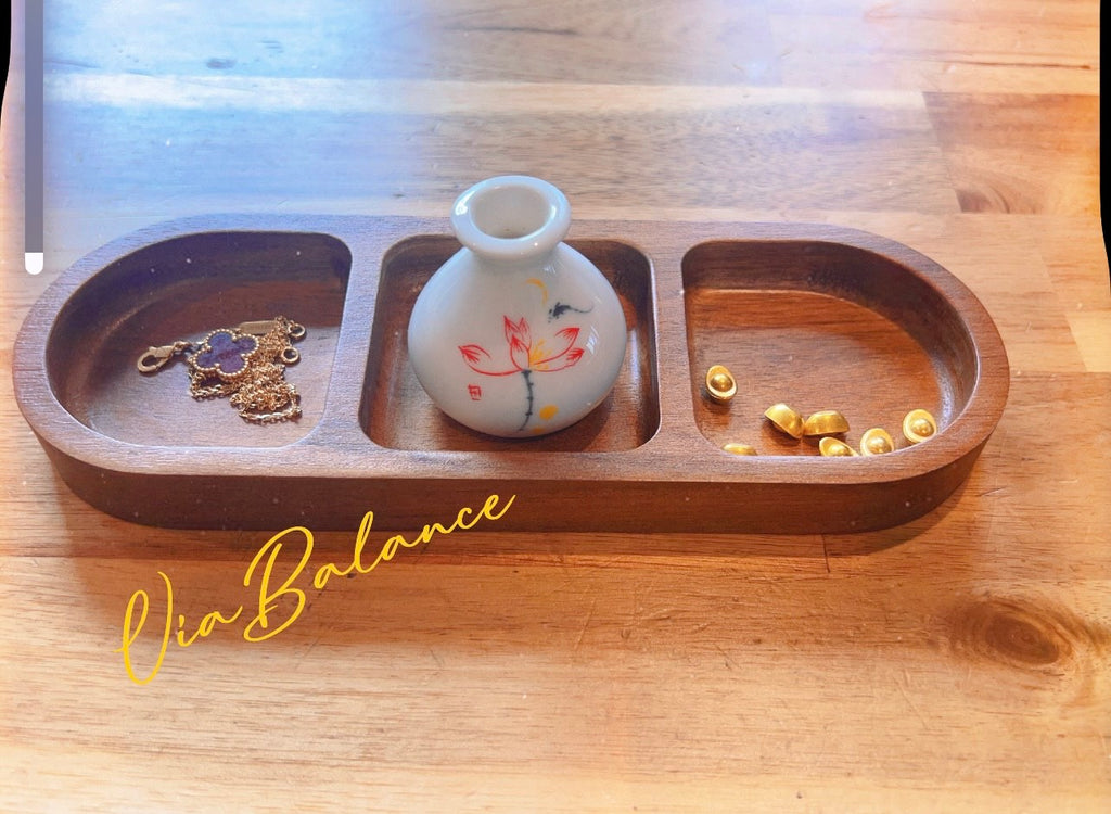 Small  Wood Storage Tray  for Jewelry, Essential Oils & Home Décor