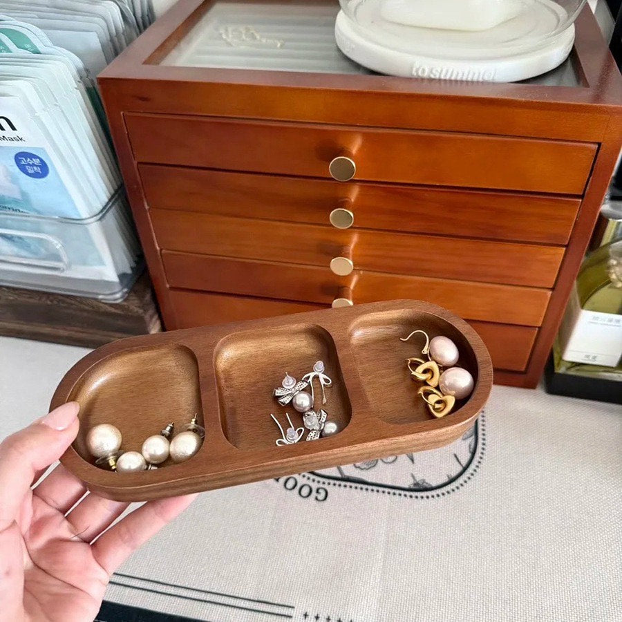 Small  Wood Storage Tray  for Jewelry, Essential Oils & Home Décor