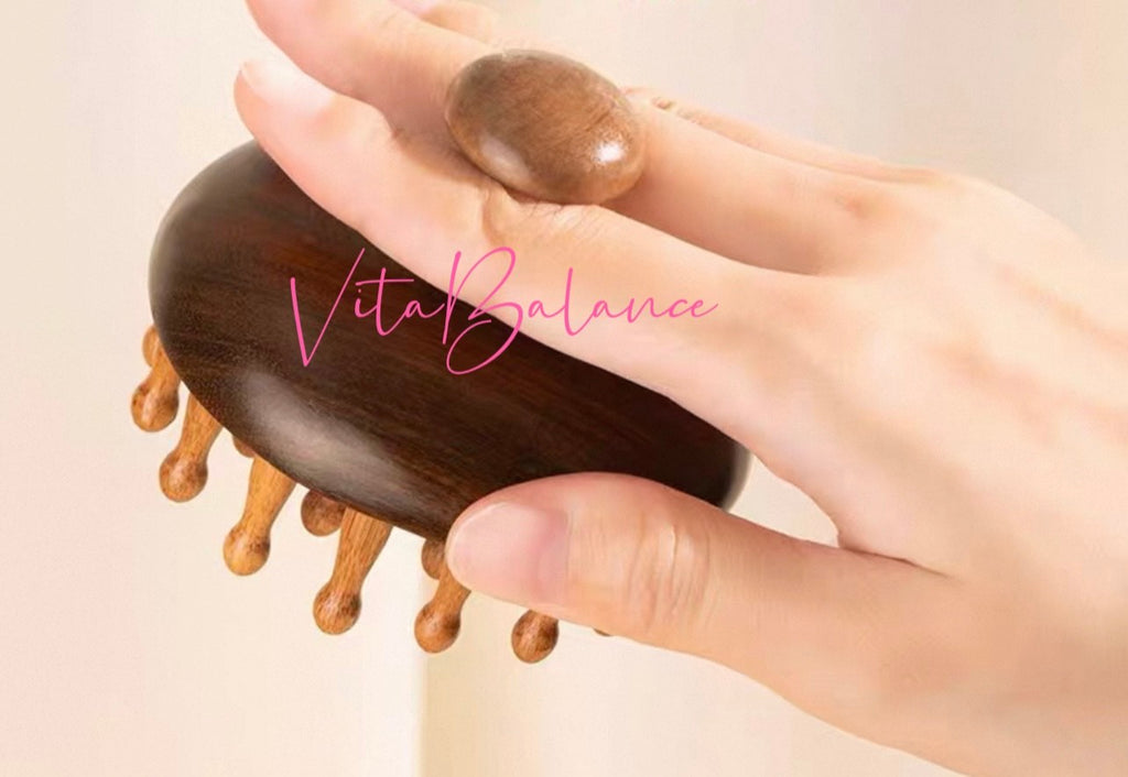 🌿Wood Scalp Massage Brush: Promotes relaxation and stress relief 🌿