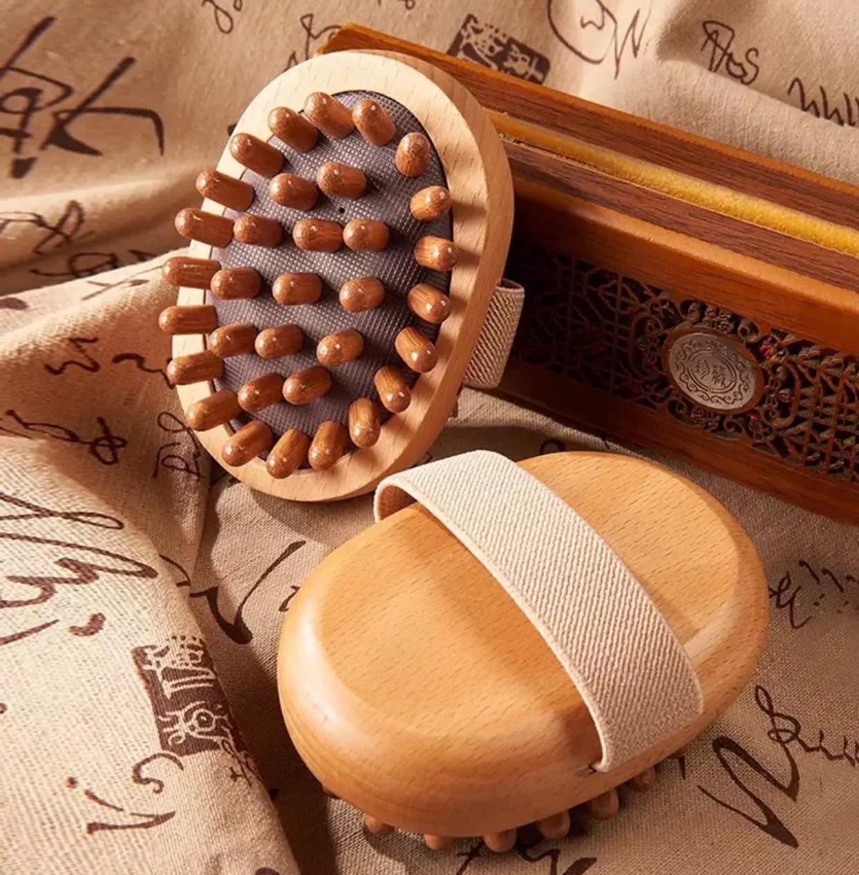 🌿 Wooden Gua Sha Massage Brush – Natural Meridian Body & Wellness Tool & Glow Skin